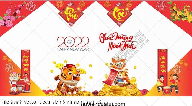 file tranh vector decal dan kinh nam moi tet 7